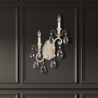 Schonbek 3758-48 2 Light Crystal Sconce, Antique SilverBy Schonbek