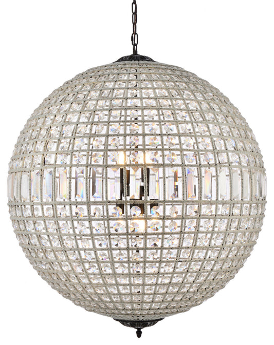 Elegant Lighting 1205G36/RC Olivia 8 Light 36"W Crystal Globe - Dark BronzeBy Elegant Furniture & Lighting