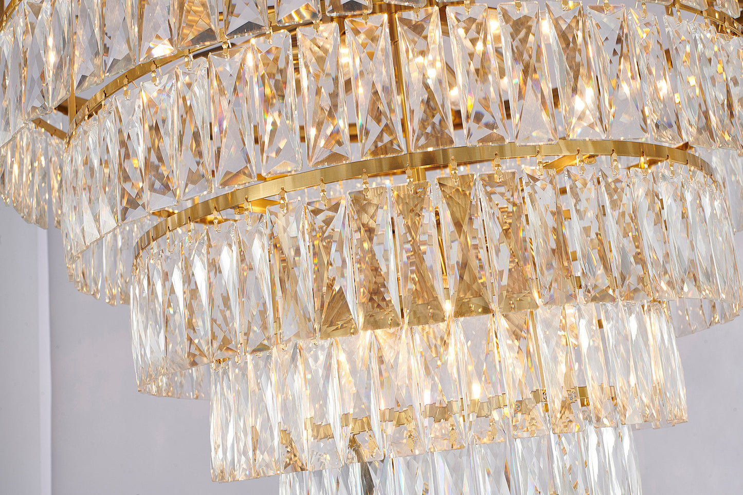 36" 27-Light Gold Metal 8-Tier Chandelier With Clear CrystalsBy Design Living