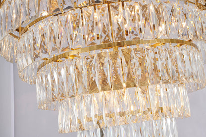 36" 27-Light Gold Metal 8-Tier Chandelier With Clear CrystalsBy Design Living