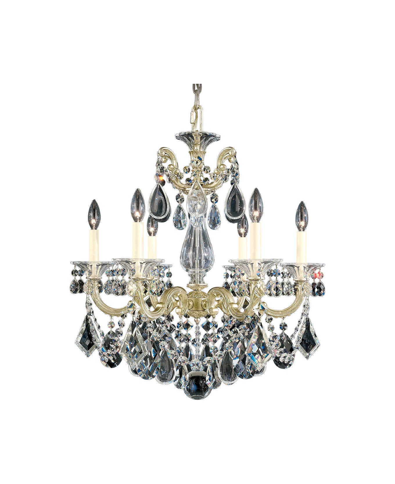 La Scala 6-Light Chandelier in Antique Silver With Clear Heritage CrystalBy Schonbek