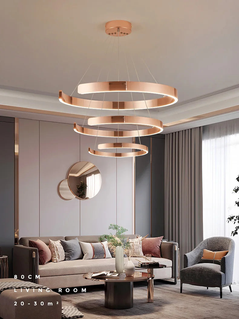 Round Ring LED Chandelier for Dining Room Bedroom Living Room Modern Nordic Decor