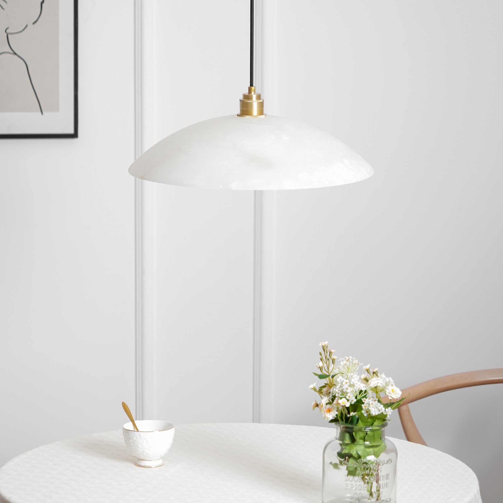Alabaster Dome Pendant Lamp