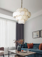 Alabaster Shell Brass Chandelier