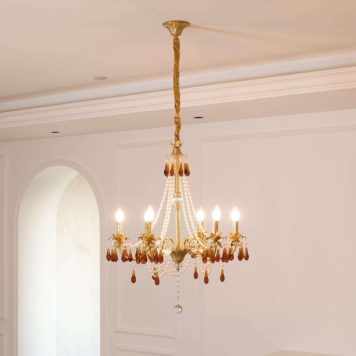 Aureate Amber Crystal Chandelier