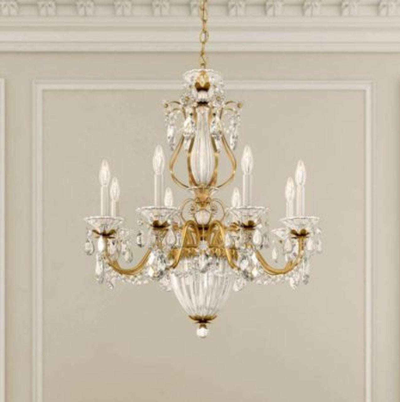 Bagatelle Chandelier, 11-Light, Heirloom Gold, Clear Heritage Crystal, 26.5"W (1248-22 13R6H)