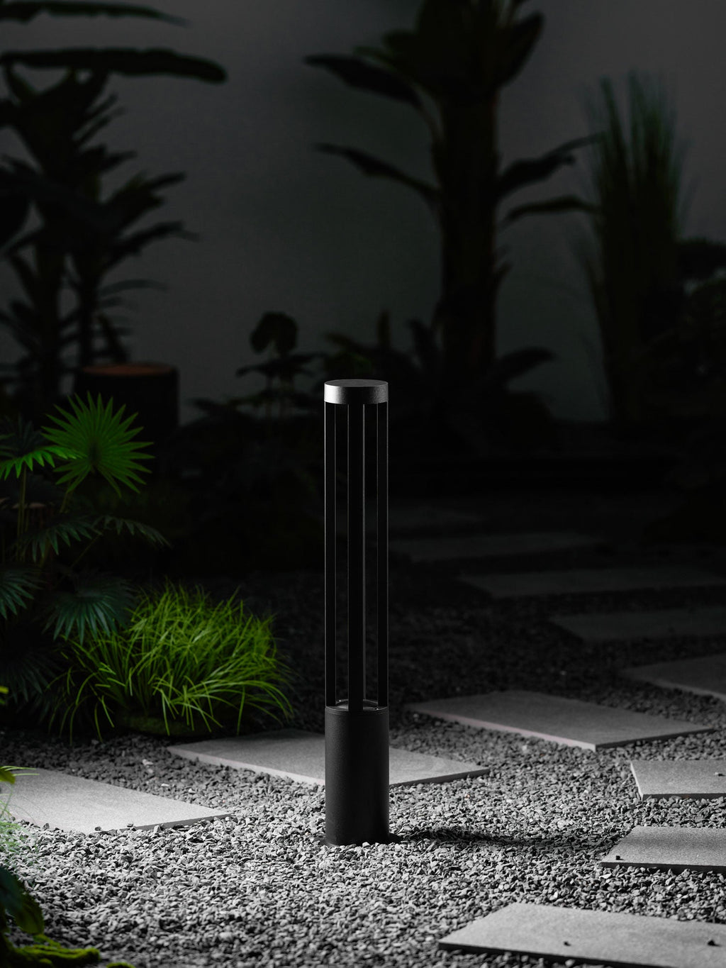 Black Cylindrical Garden Outdoor Light