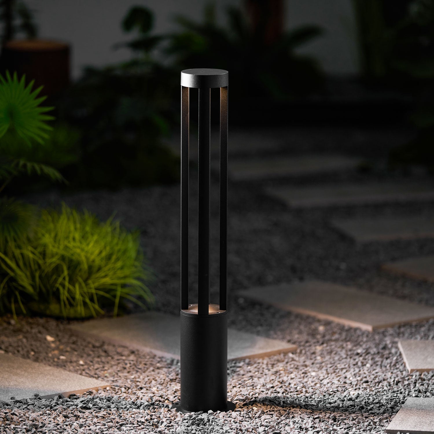 Black Cylindrical Garden Outdoor Light