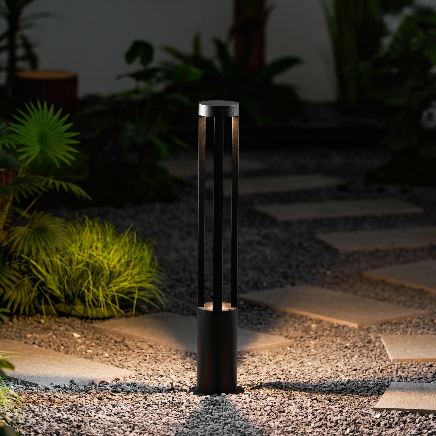 Black Cylindrical Garden Outdoor Light