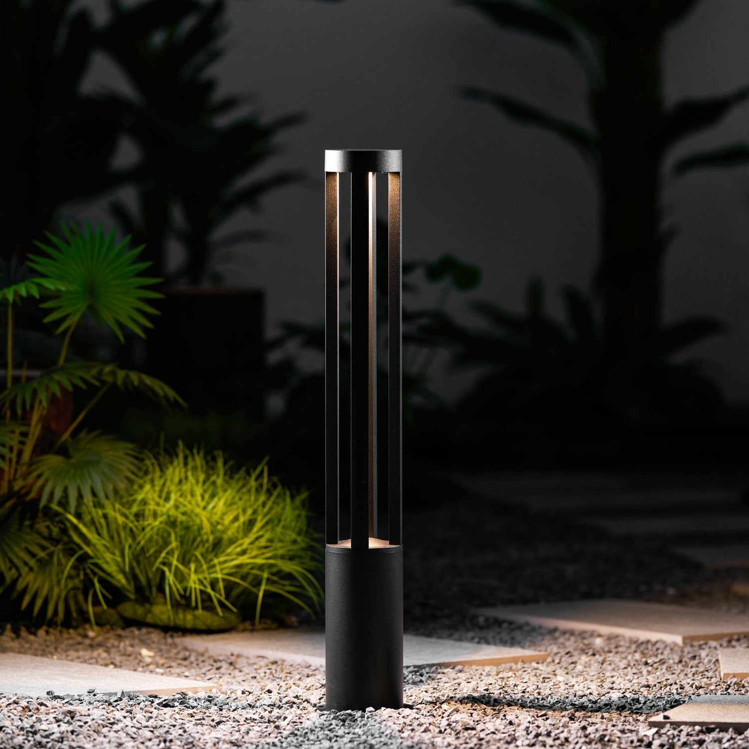 Black Cylindrical Garden Outdoor Light