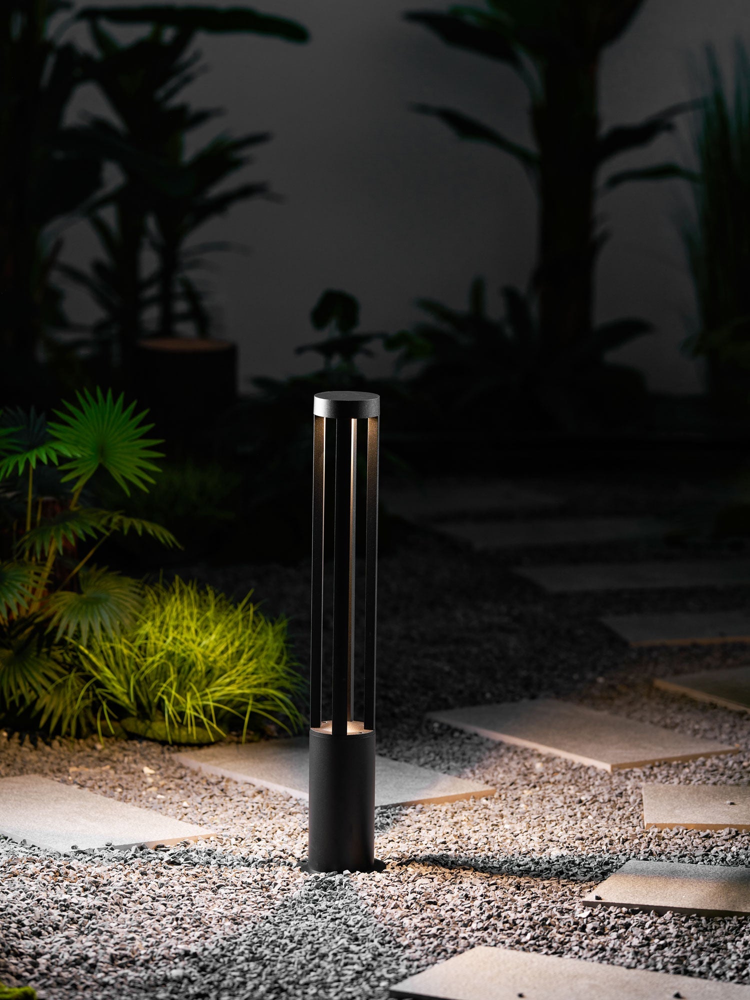 Black Cylindrical Garden Outdoor Light