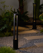 Black Cylindrical Solar Outdoor Post Light