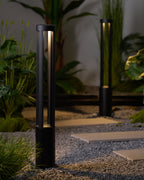 Black Cylindrical Solar Outdoor Post Light