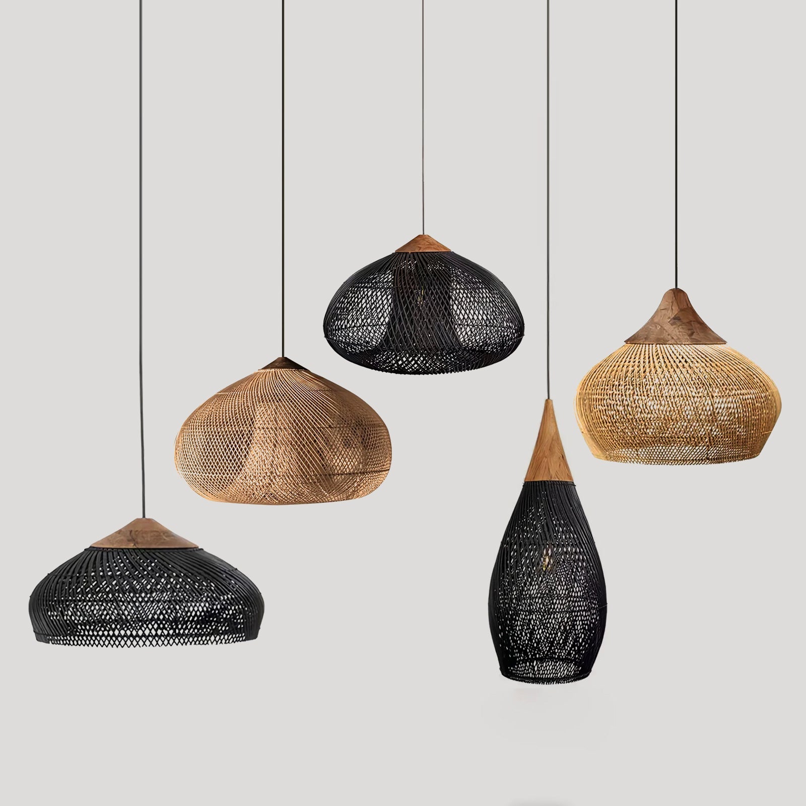 Braided Rattan Swag Pendant Lamp
