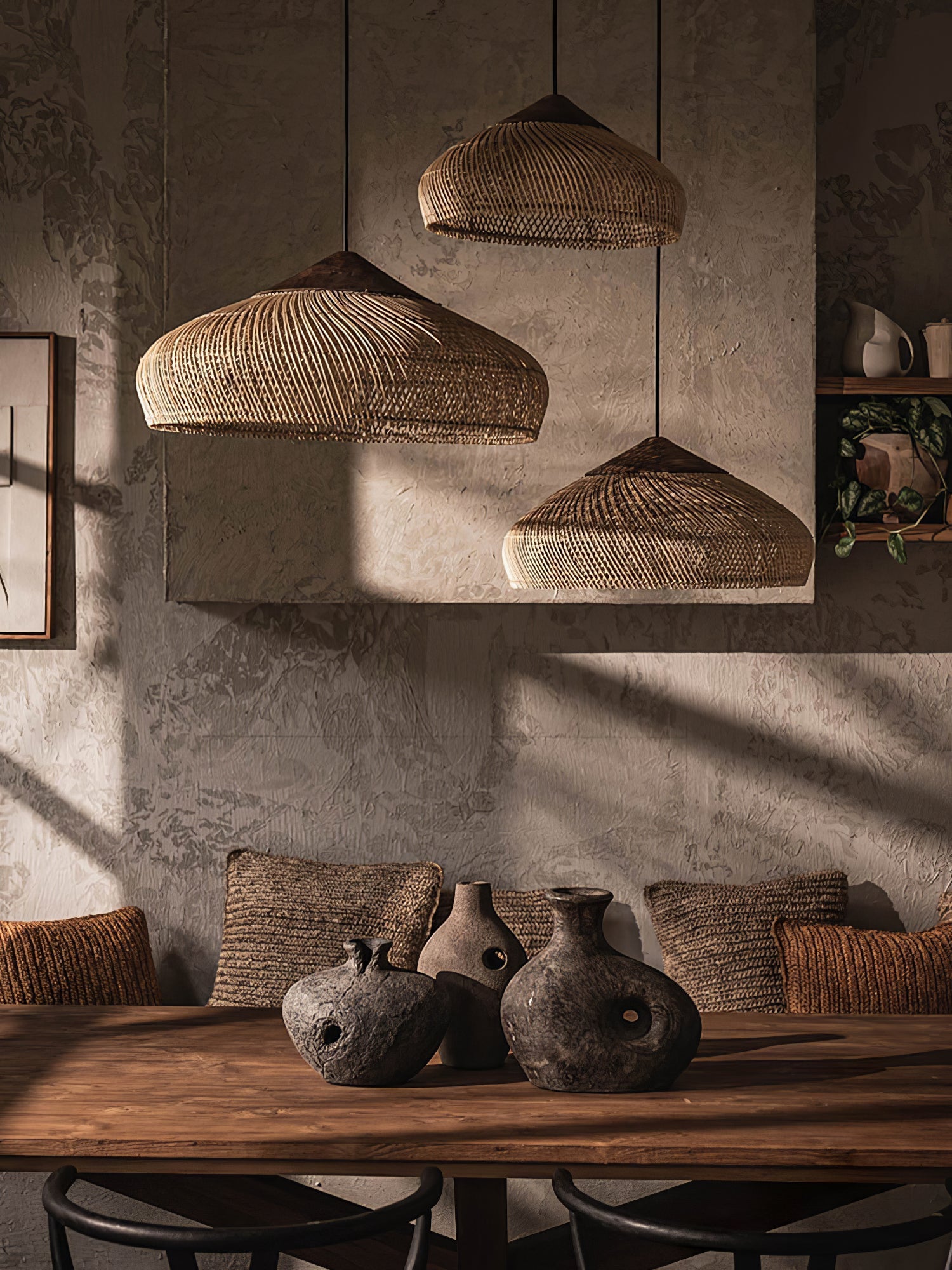 Braided Rattan Swag Pendant Lamp