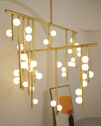 Brass Glass Drop Chandelier