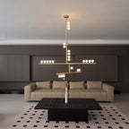 Brass Glass Drop Chandelier