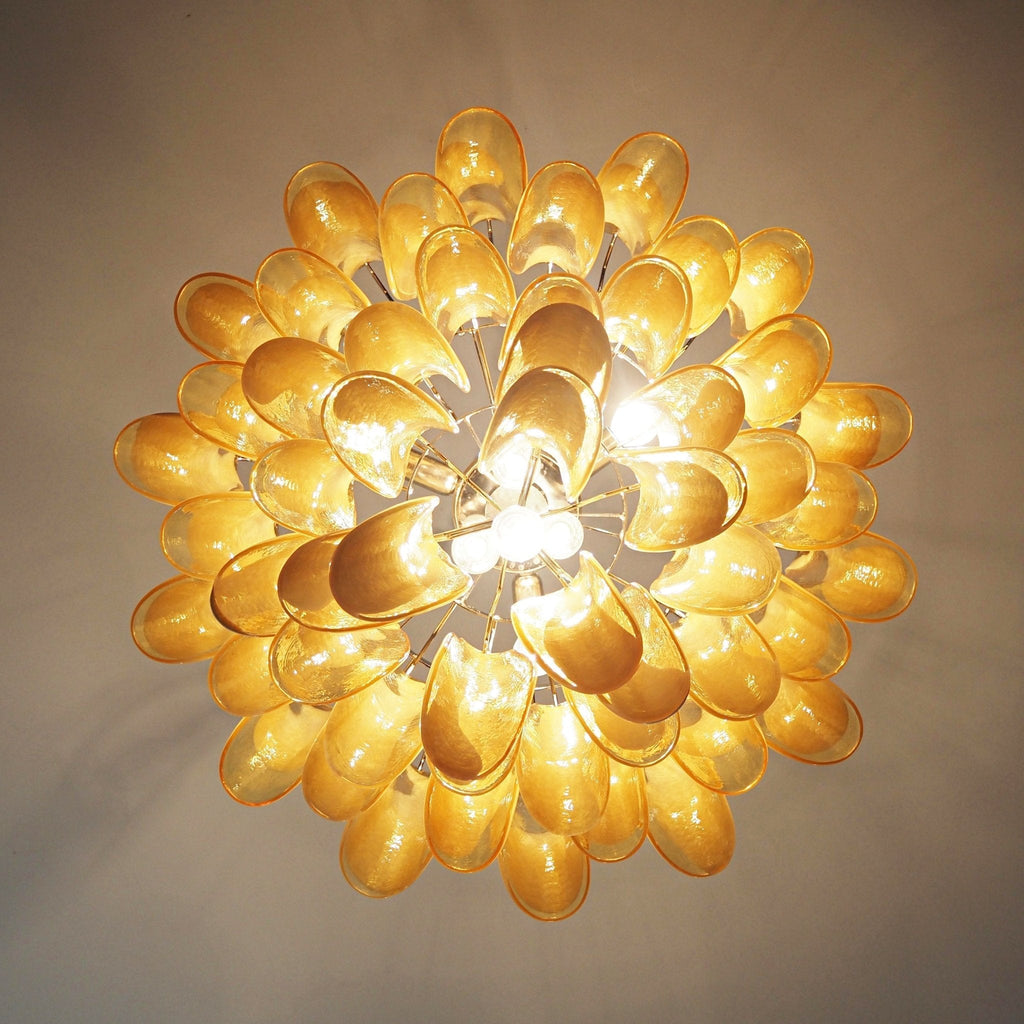 Amber Glass Murano Petals Chandelier