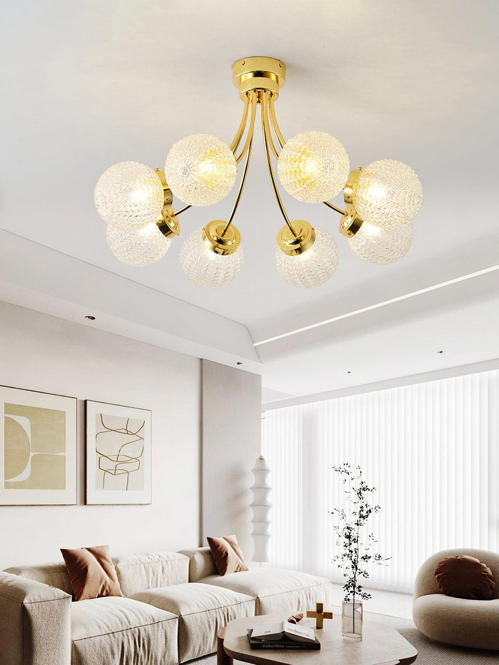 Carved Glass Ceiling Lamp
