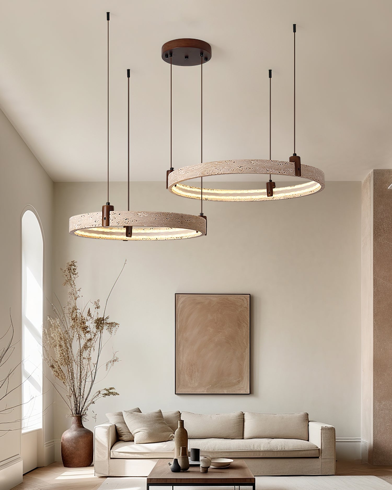 Celestial Orbit Travertine Chandelier