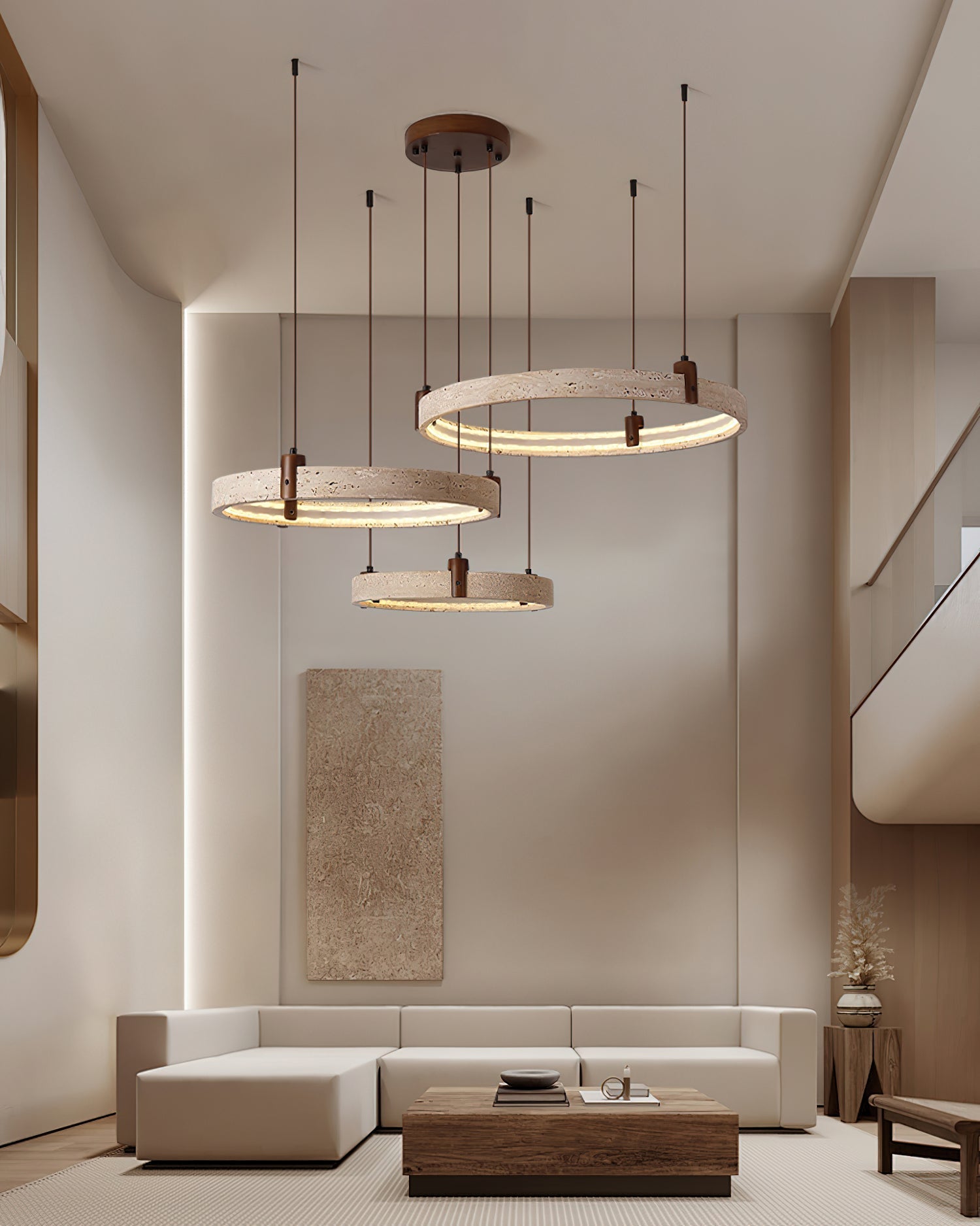 Celestial Orbit Travertine Chandelier