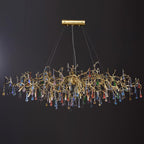 Colorful Raindrop Brass Branch Chandelier