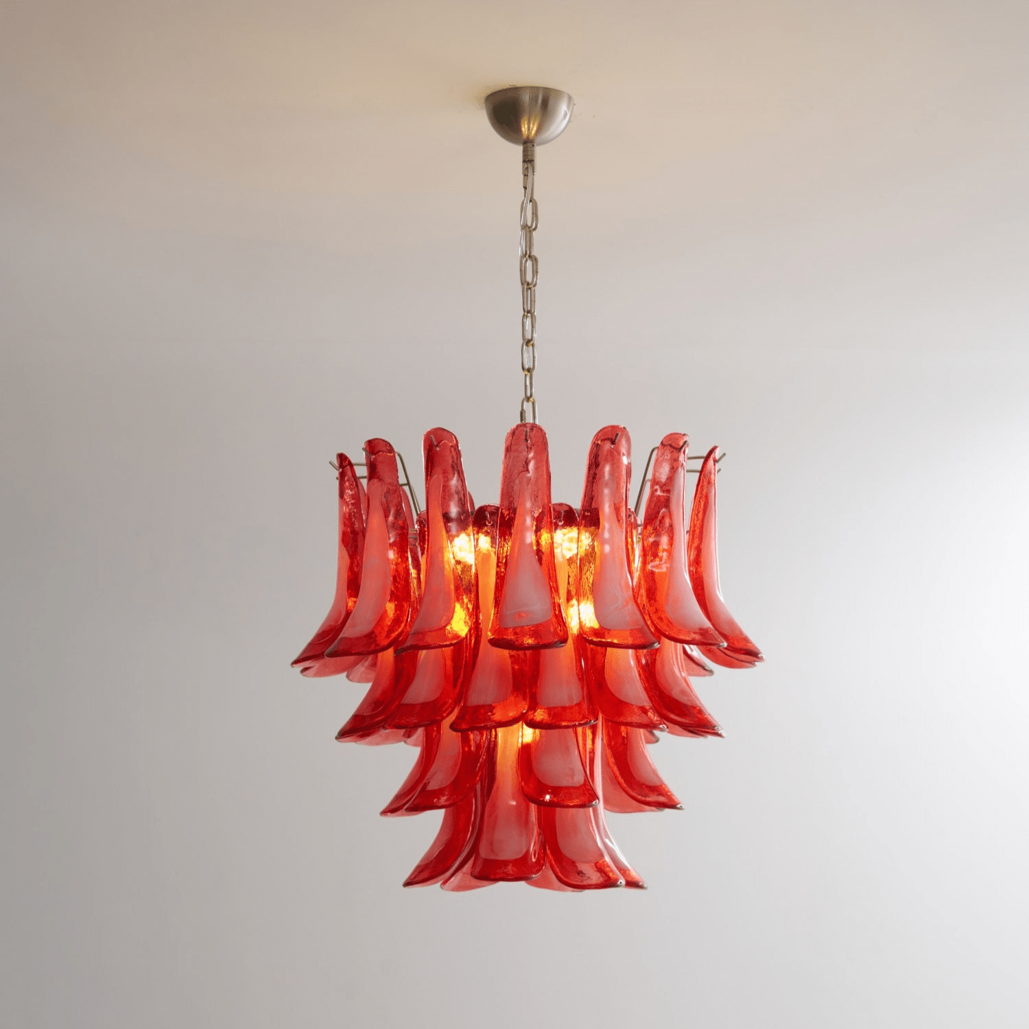 Crimson Glass Murano Petals Chandelier