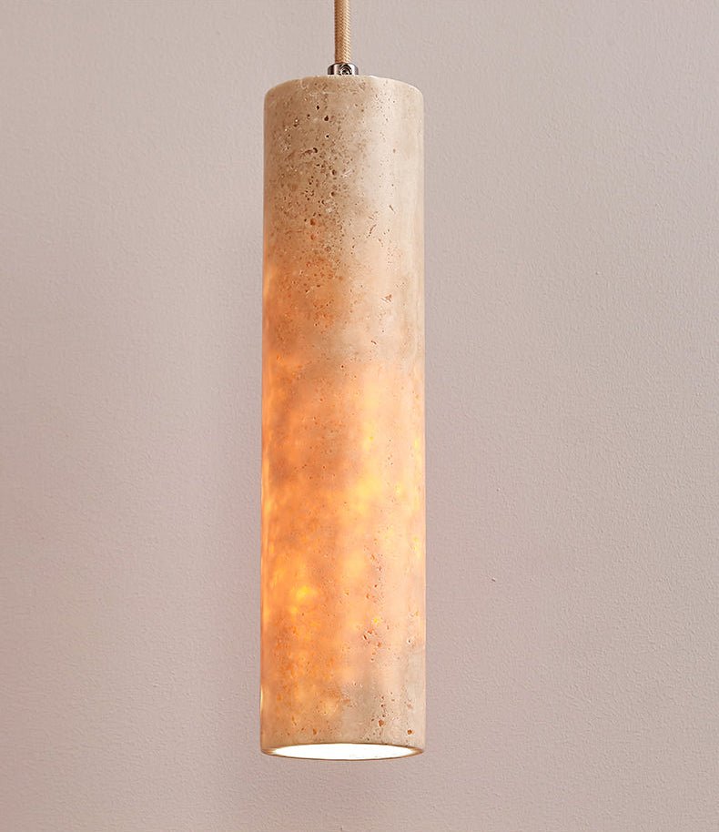 Cylindrical Travertine Pendant Light