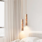 Cylindrical Travertine Pendant Light