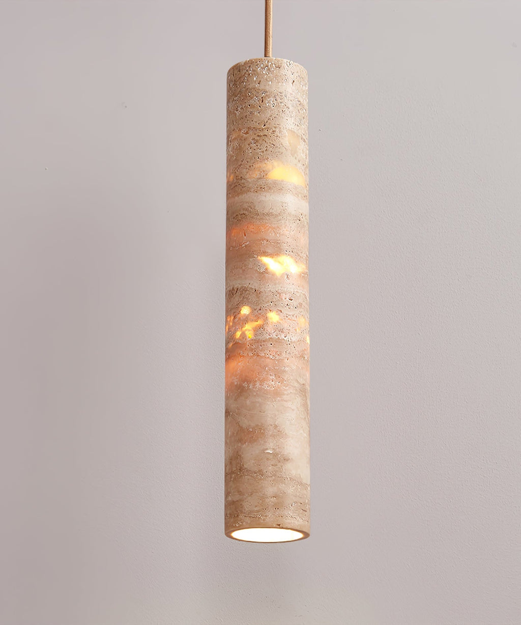 Cylindrical Travertine Pendant Light