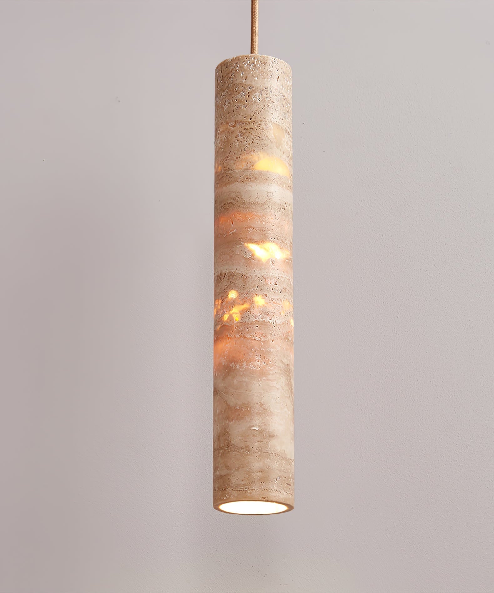 Cylindrical Travertine Pendant Light