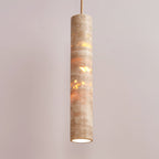 Cylindrical Travertine Pendant Light