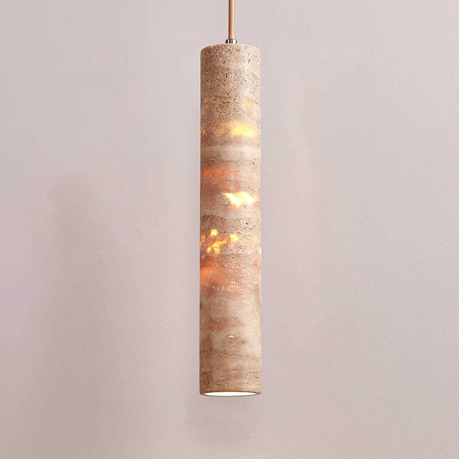Cylindrical Travertine Pendant Light