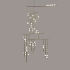 Brass Glass Drop Chandelier