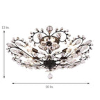 6-light Crystal Flower LED Modern Chandeliers Flush Mount Ceiling Light