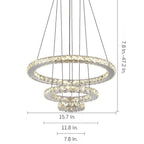 3-Ring Adjustable Circles Tiered Crystal Bling Hanging Modern Chandeliers