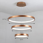 Acrylic Bronze 3-Tier Ring Chandelier Dimmable LED, 59" Adjustable Pendant Lights