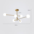 6-light LED Electroplated Glass Gold Modern Pendant Lighting Ceiling Lights