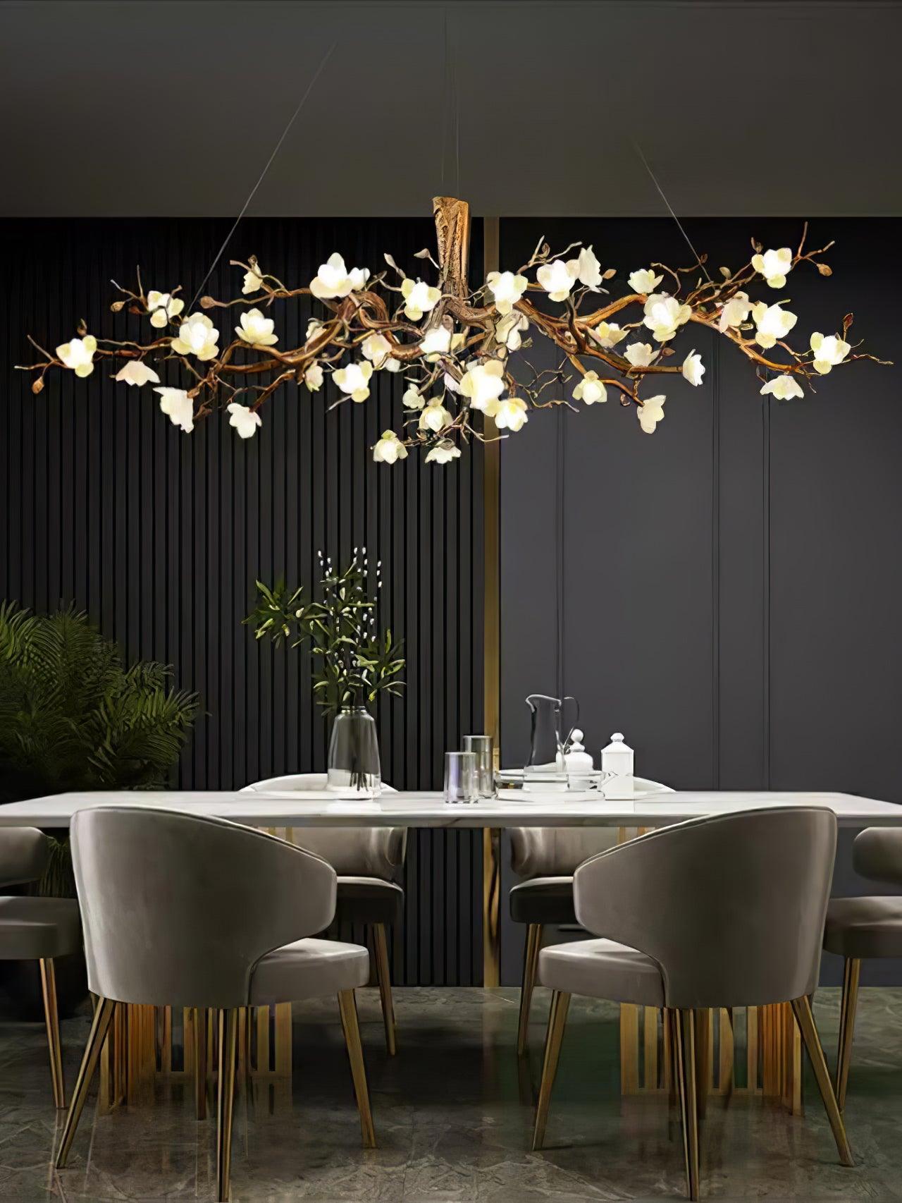 Flower Bloom Branch Brass Chandelier
