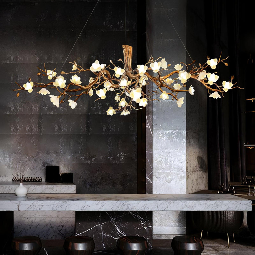 Flower Bloom Branch Brass Chandelier