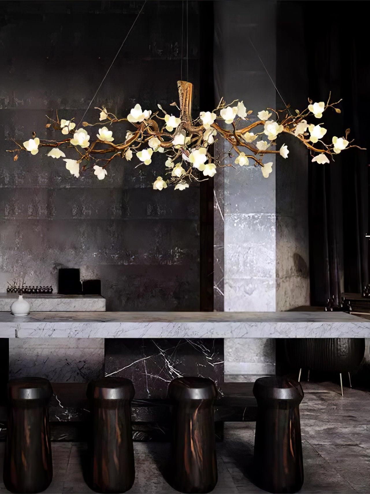 Flower Bloom Branch Brass Chandelier