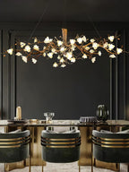Flower Bloom Branch Brass Chandelier