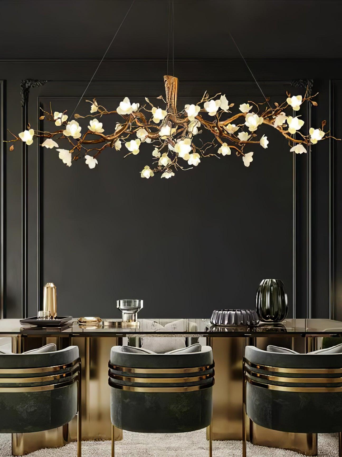Flower Bloom Branch Brass Chandelier