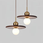 Flying Saucer Walnut Pendant Lamp
