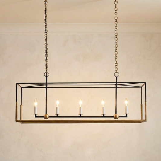 Two-Tone Open Frame Linear Chandelier