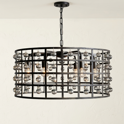 Bronze Cage 6-Light Crystal Chandelier