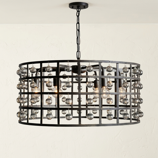 Bronze Cage 6-Light Crystal Chandelier