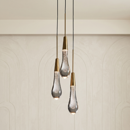 Seeded Glass 3-Light LED Cluster Pendant