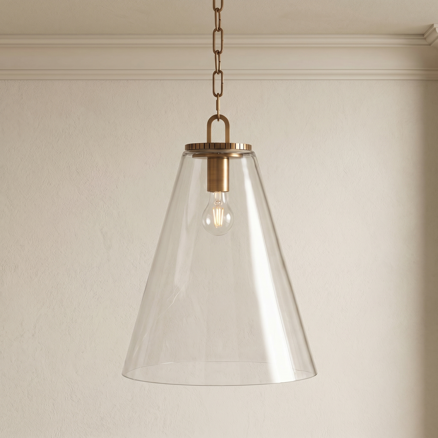 Glass Cone Pendant with Chain
