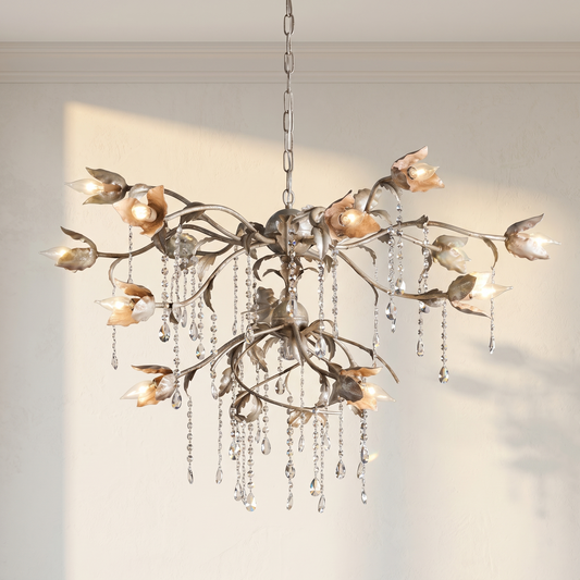 Vine-Inspired Crystal Round Chandelier